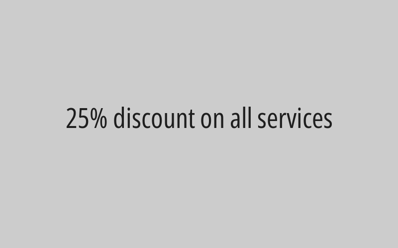 25% discount on all services