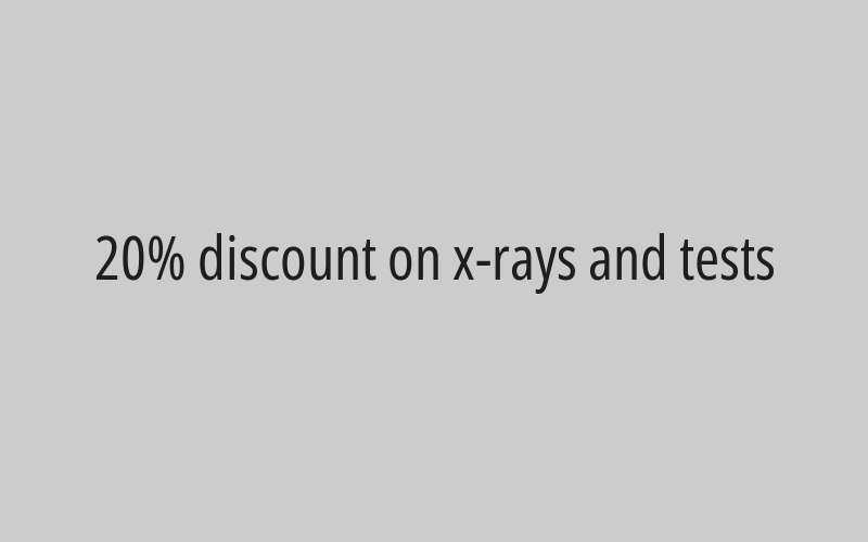20% discount on x-rays and tests 